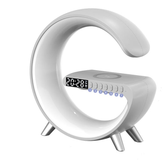 Homís AuraGlow Lamp stylish design with digital clock and LED display, perfect for modern home decor.