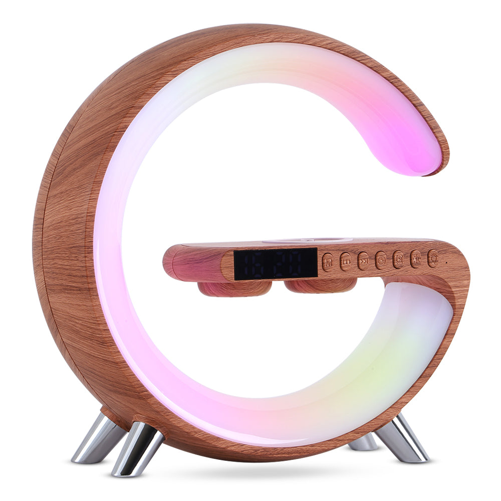 Homís AuraGlow Lamp with modern design, soothing LED lighting, and multifunctional clock display.